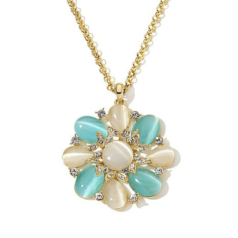 Roberto by RFM Flower pendant necklace with oval crystals