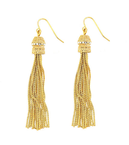 Roberto by RFM Pendant earrings with tassel of chains and crystals