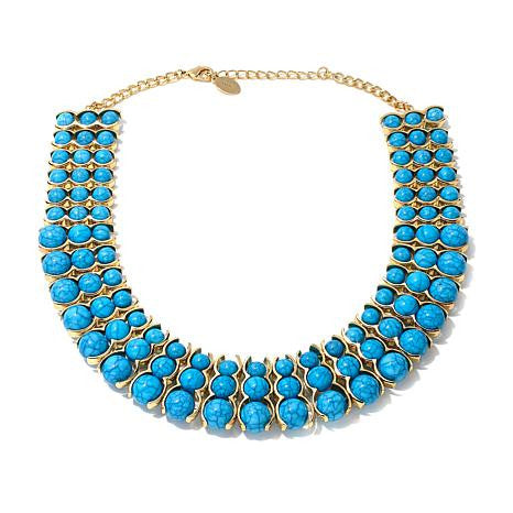 "APPUNTAMENTO" BLUE FACETED GLASS NECKLACE "19" WITH CRYSTAL