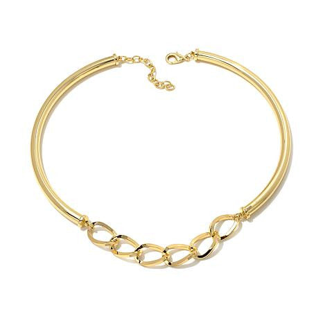 Roberto by RFM Luxury Circles Necklace in golden brass with crystals