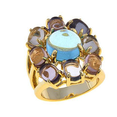 Roberto by RFM Flower design ring with colored crystals