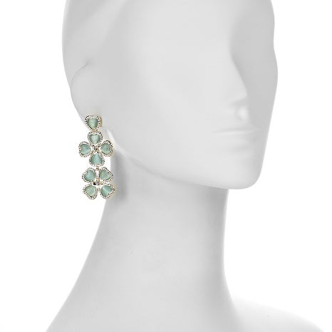 Roberto by RFM Drop earrings with four-leaf clover design and crystals