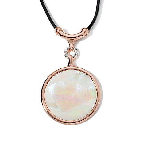 "Una Primavera" Simulated Cat's Eye Cabochon and Pave' Drop Necklace 18"
