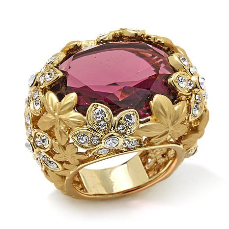 Roberto by RFM Flower design ring with colored crystals