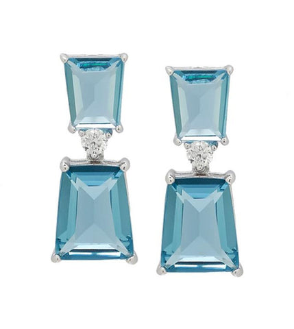 "Appuntamento" Blue Faceted Glass Earrings with Crystal