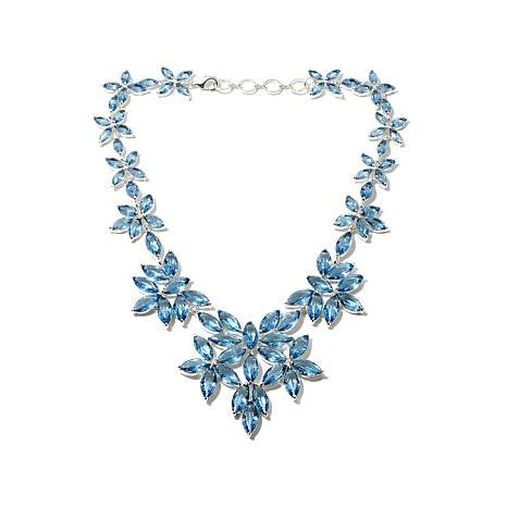 "APPUNTAMENTO" BLUE FACETED GLASS NECKLACE "19" WITH CRYSTAL