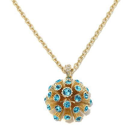 "Una Primavera" Simulated Cat's Eye Cabochon and Pave' Drop Necklace 18"