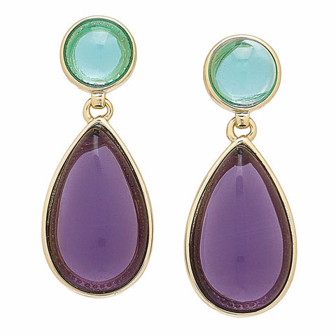 ROBERTO BY RFM EARRINGS WITH PINK AND PURPLE STONES