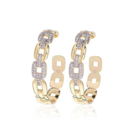 Roberto by RFM Hoop earrings with rolò mesh design and crystals